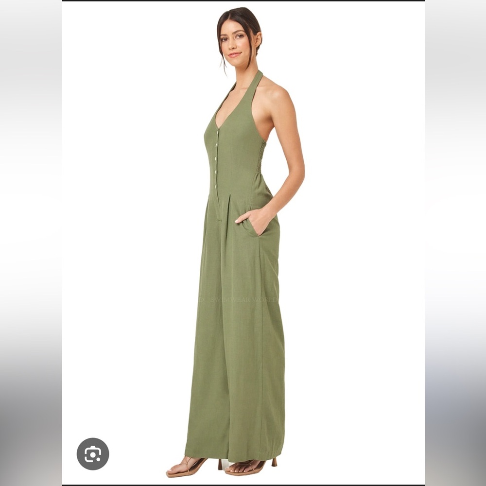 L*Space Sage Green Halter Jumpsuit